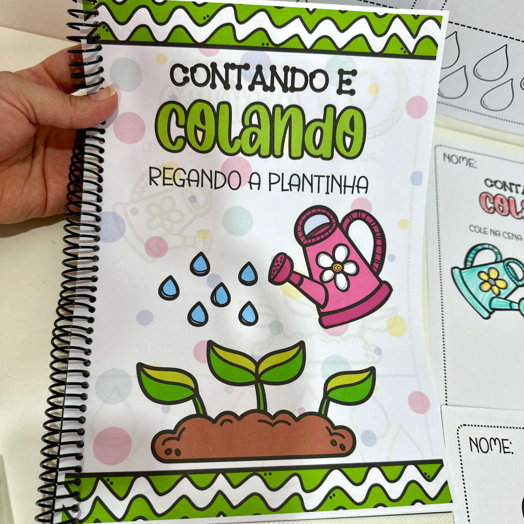 Apostilas Contando e Colando - Regando a Plantinha para trabalhar numerais de 0 a 10 com crianças da Educação Infantil