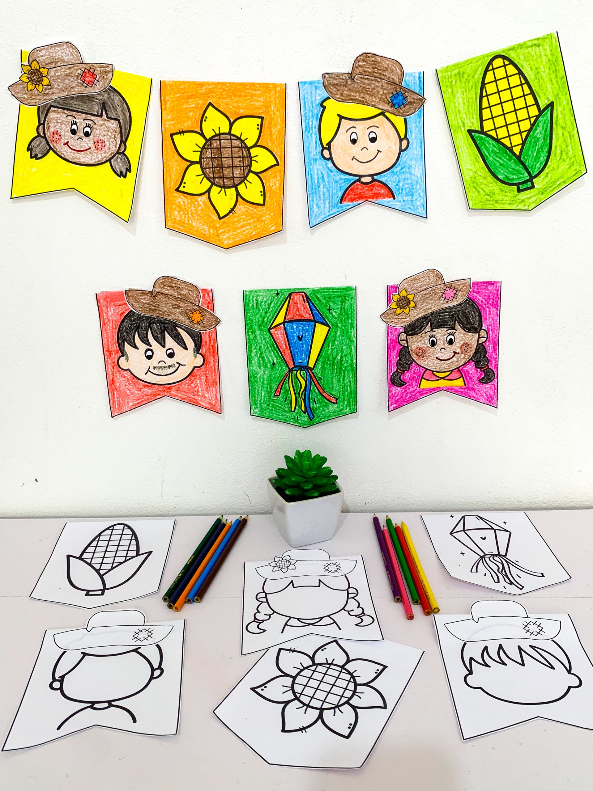 ATIVIDADE: BANDEIRINHAS E BANDEIROLAS PARA COLORIR - Imagem 16