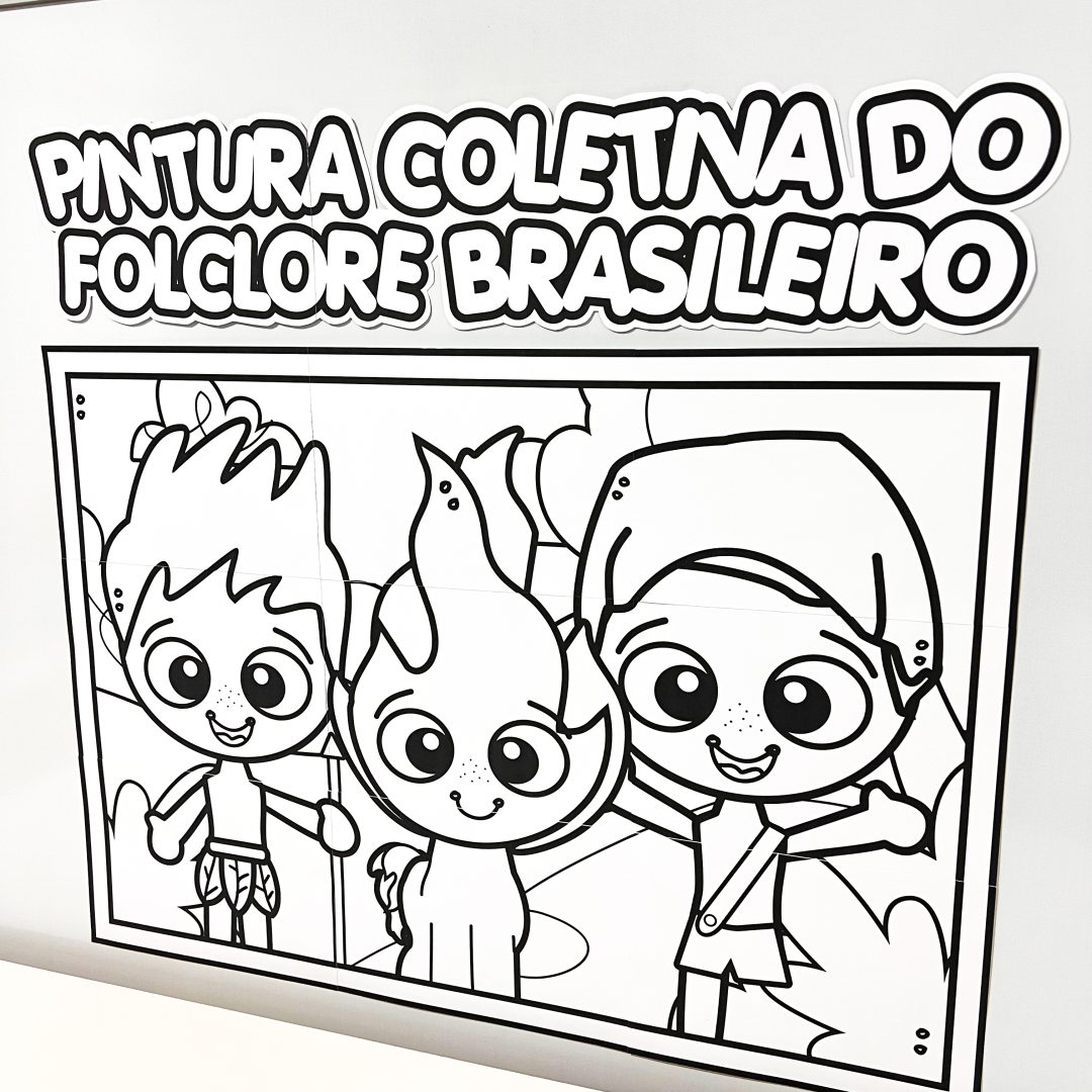 Cartaz Colaborativo do Folclore para Colorir