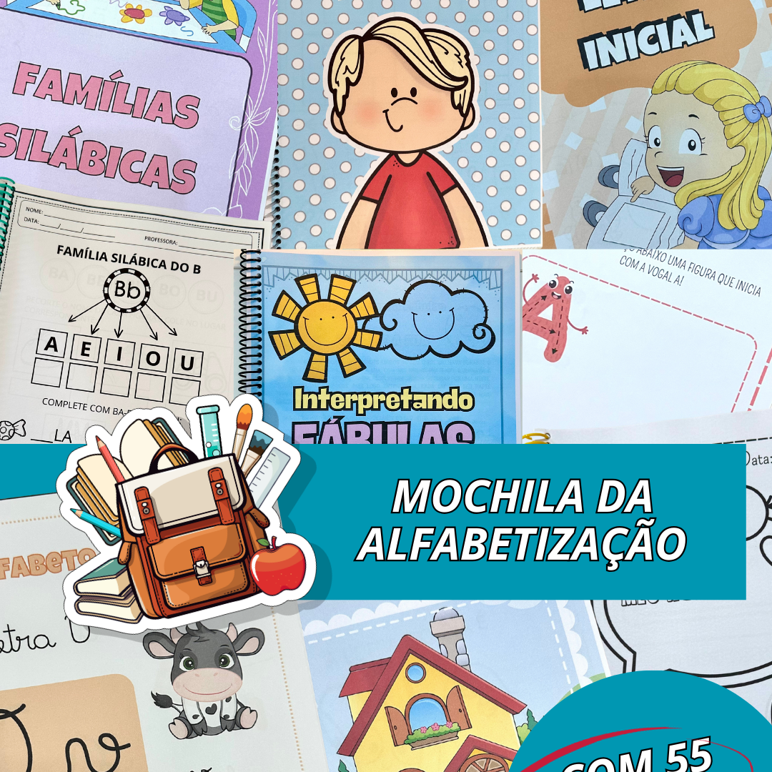 Mochila da Alfabetização Combo com 55 apostilas