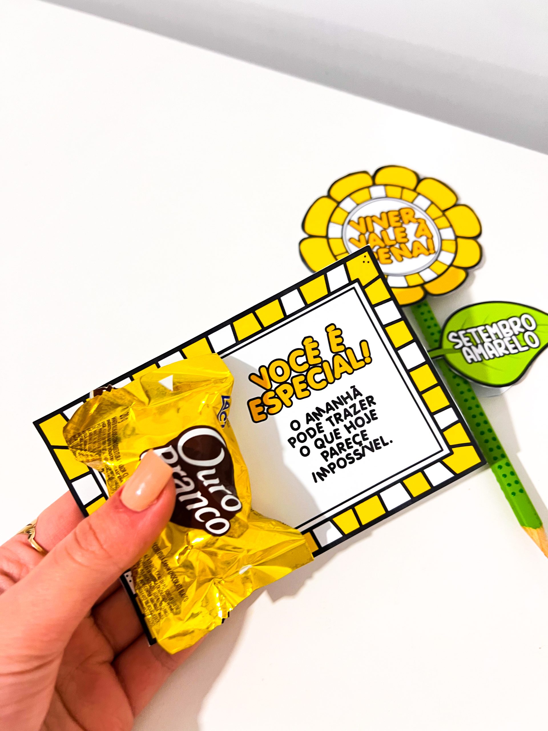 Lembrancinha Lápis Girassol – Setembro Amarelo