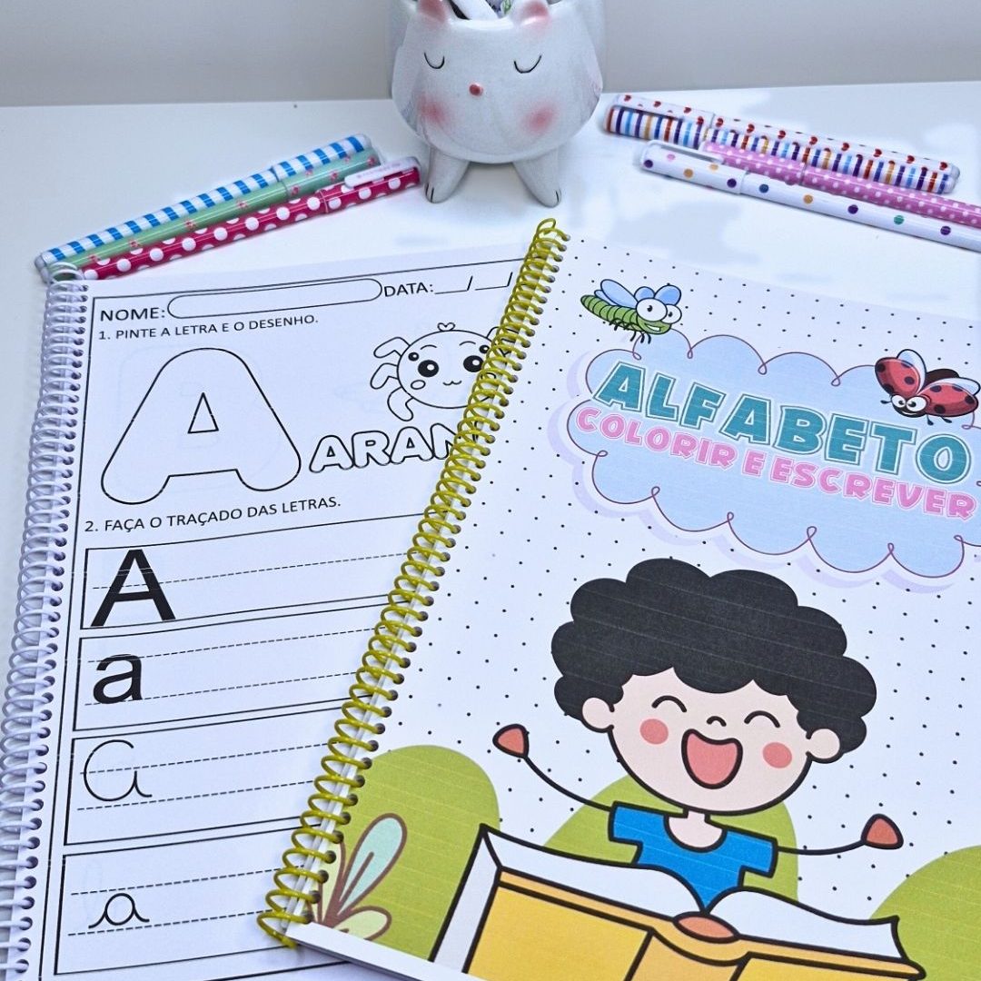 ALFABETO COLORIR E COPIAR – 4 TIPOS DE LETRAS