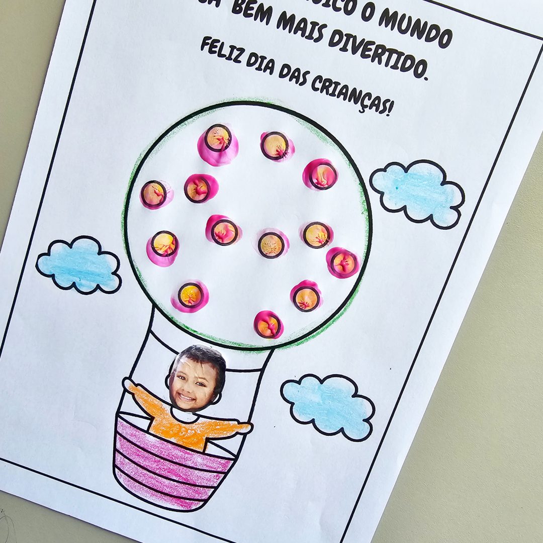 Folhinha para colorir dia das crianças balão