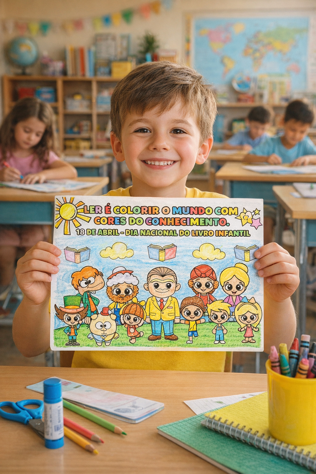 PAINEL INTERATIVO + FOLHINHA A4 PARA COLORIR – DIA NACIONAL DO LIVRO INFANTIL - Imagem 6