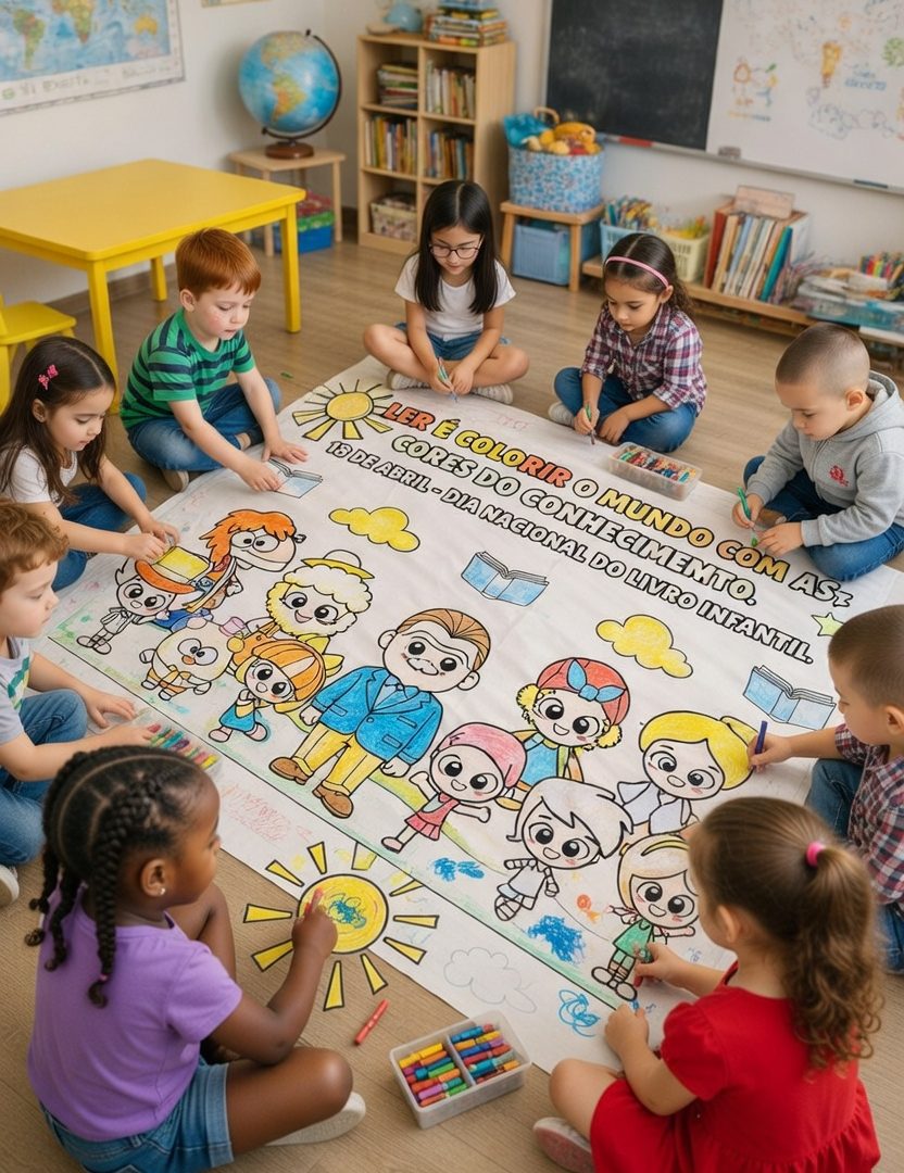 PAINEL INTERATIVO + FOLHINHA A4 PARA COLORIR – DIA NACIONAL DO LIVRO INFANTIL