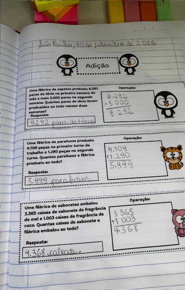 40 PROBLEMINHAS DE ADIÇÃO – 3º ANO
