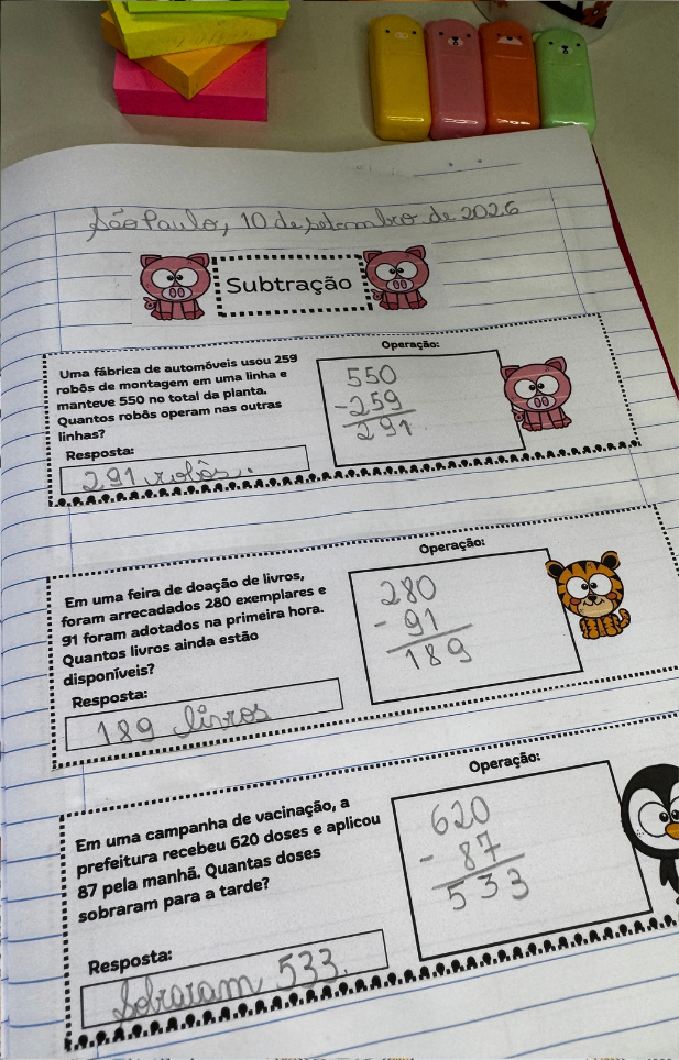 240 PROBLEMINHAS DE SUBTRAÇÃO – 3º ANO