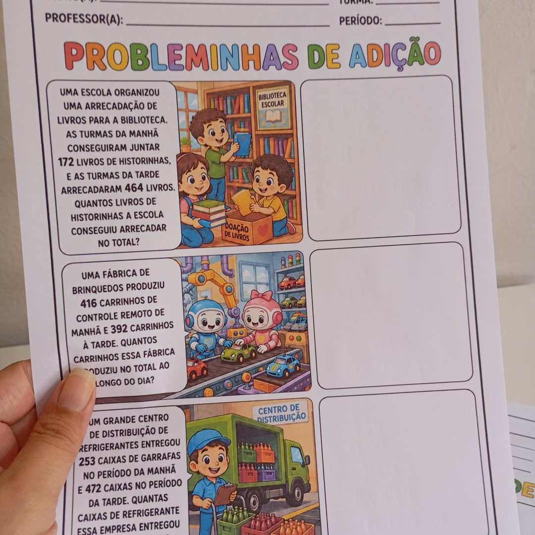 100 PROBLEMINHAS DE ADIÇÃO E SUBTRAÇÃO COM RESERVA 2º ANO